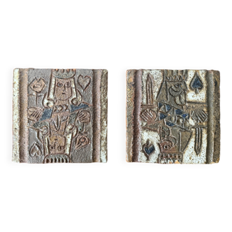 Pair of ceramic plaques by Les Argonautes, Vallauris, circa 1960