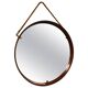 Pizzetti cognac leather mirror, 1950s, Italy