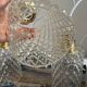 Set of three vintage pendant lamps in chiseled glass