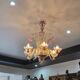 Venetian glass chandelier with pink and gold floral decoration – 6 lights