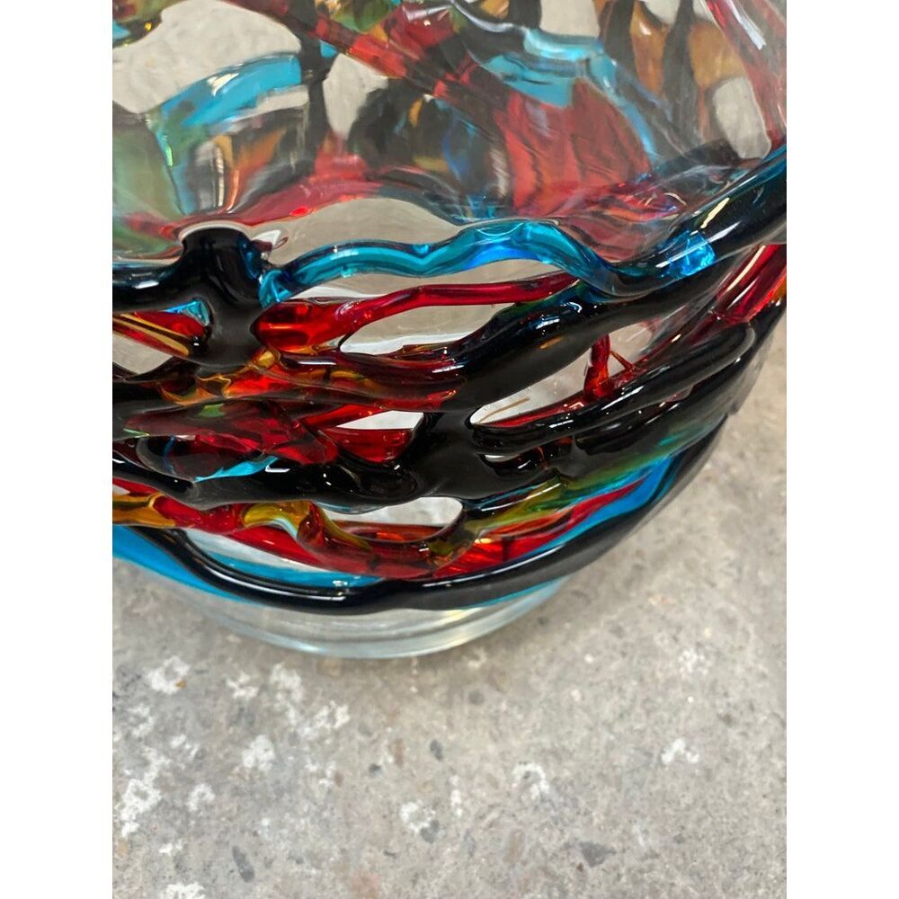 Impressive rostrato orange murano glass vase like venini ercole barovier style