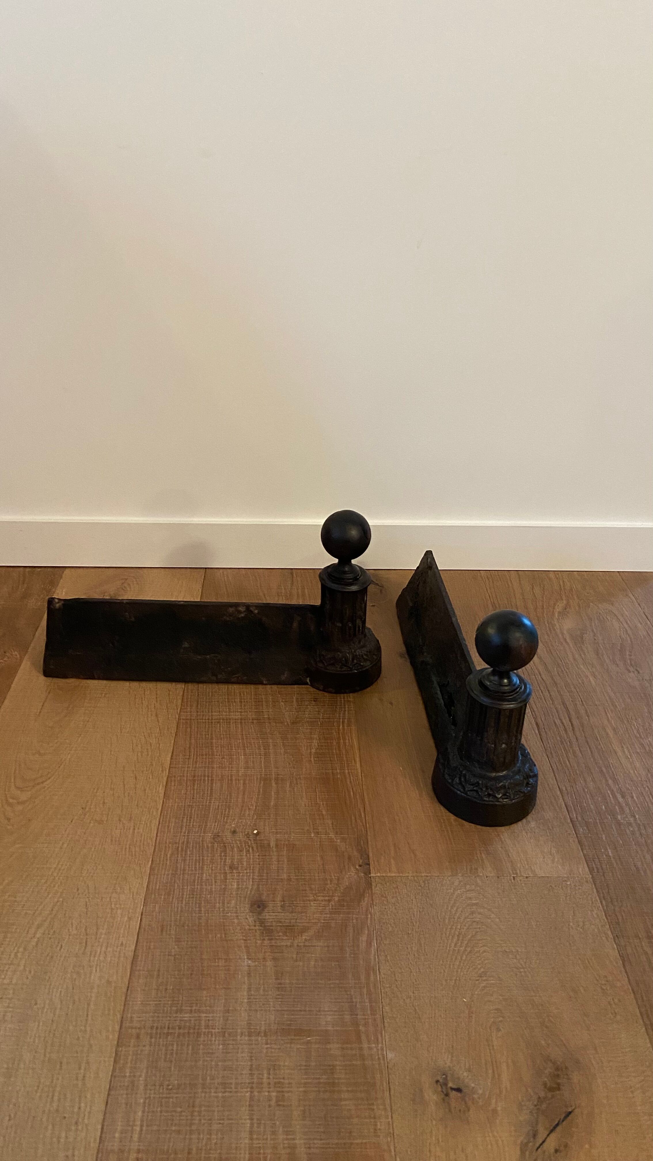 Pair of nineteenth cast and bronze chenets