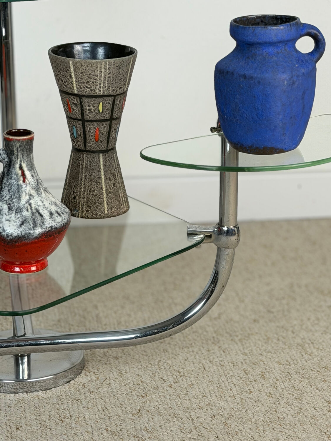 Art Deco shelf in glass and chrome metal