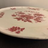 Plat de service ou à fruits en faïence rouge Aubusson de Sarreguemines