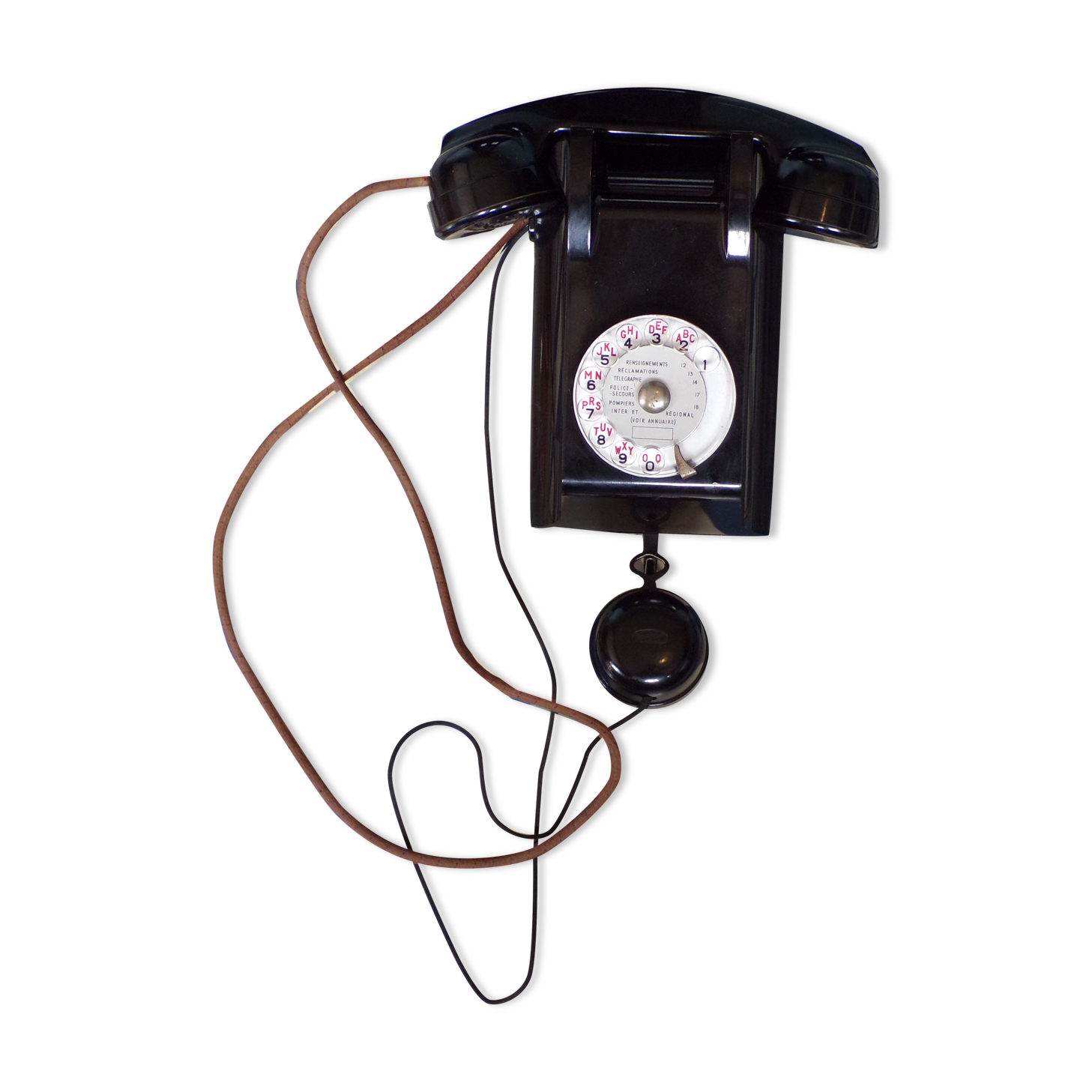 Vintage Bakelite wall dial phone