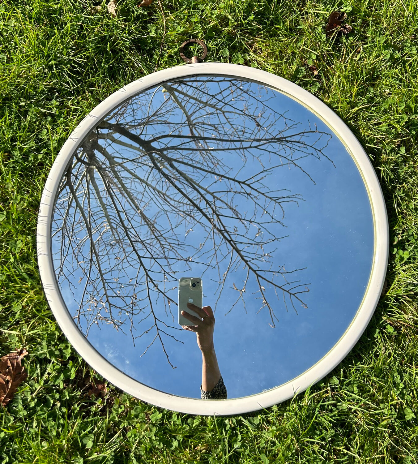 Round wooden mirror