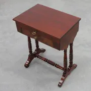 Louis Philippe Side Table with Two Drawers and Turned Twin Legs, France, 18