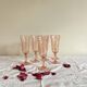 6 pink champagne flute glasses Rosaline Luminarc tableware