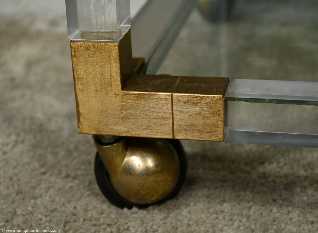 Rolling acrylic and brass serving table – 1960