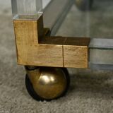 Rolling acrylic and brass serving table – 1960