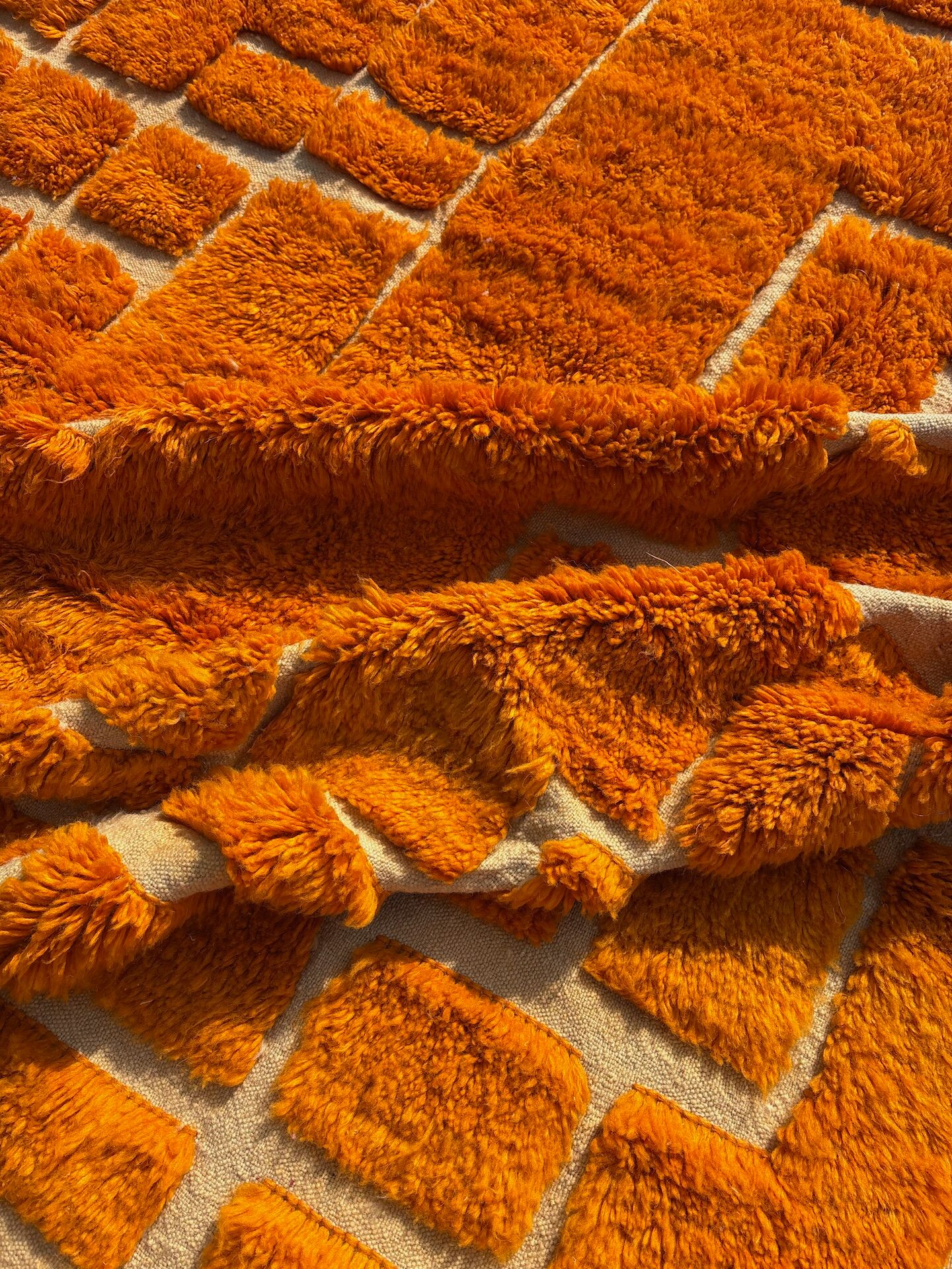 Clementine - Custom orange wool Berber rug