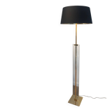 Lampadaire de parquet en verre et laiton