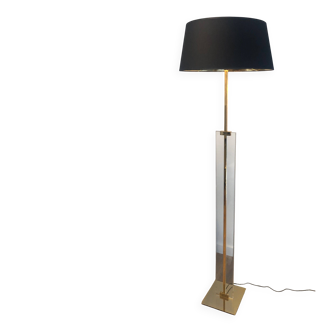 Glass and brass floor lamp