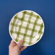 Lot of vintage checkered green dessert plates Moulin des Loups model.
