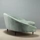 Vintage fabric and beech sofa, Italian design from the 1950s.