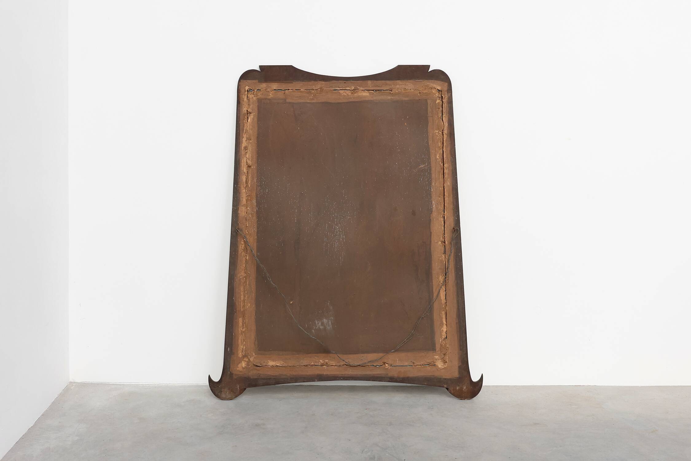 Miroir Art Nouveau en chêne avec incrustation dorée, France vers 1915