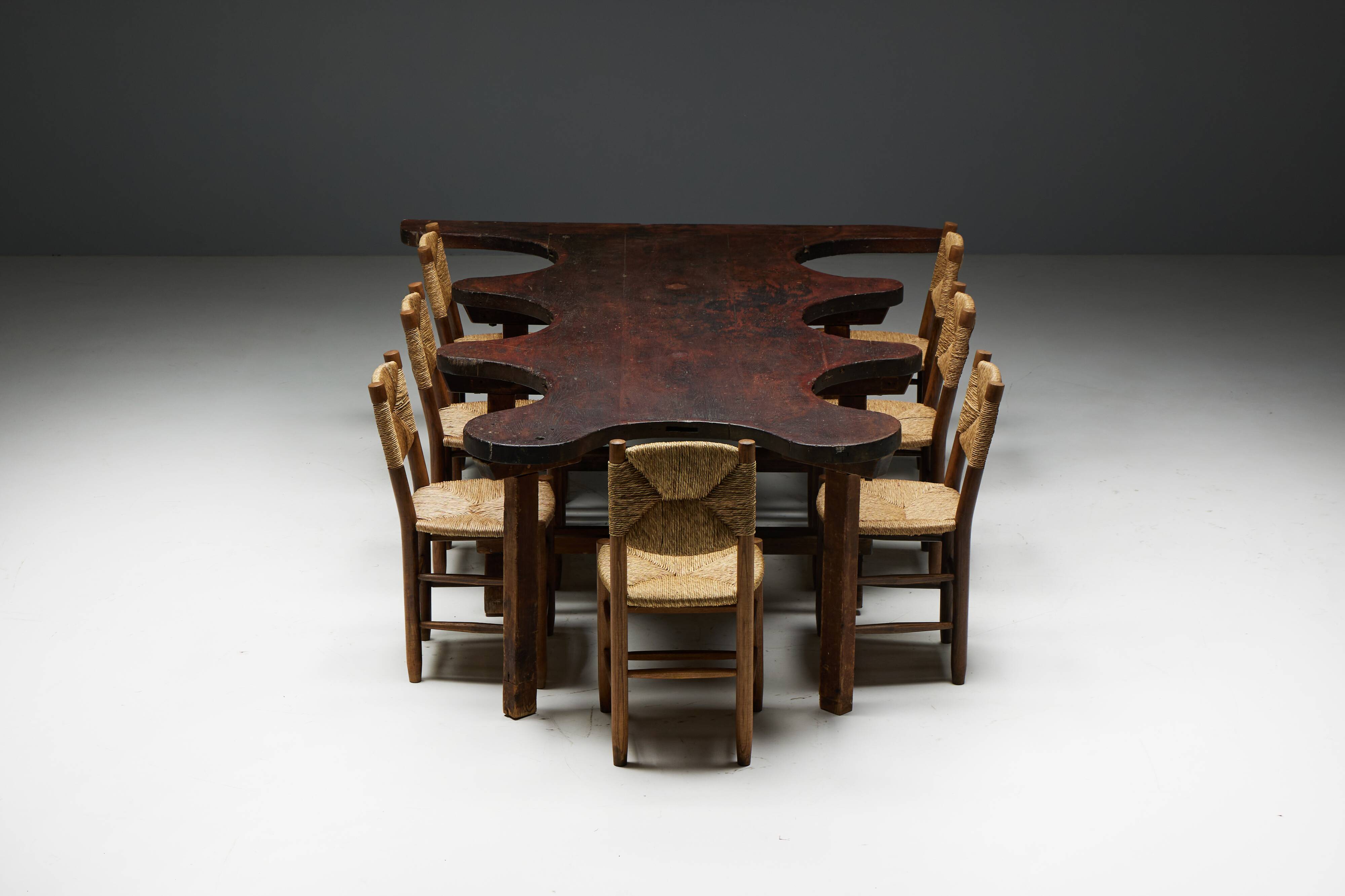 Table Organique Rustique De Forme Libre, France, Fin 19ème Siècle
