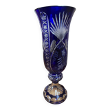 Monumental vase in Bohemian crystal – Cobalt blue – Hand-cut – 53