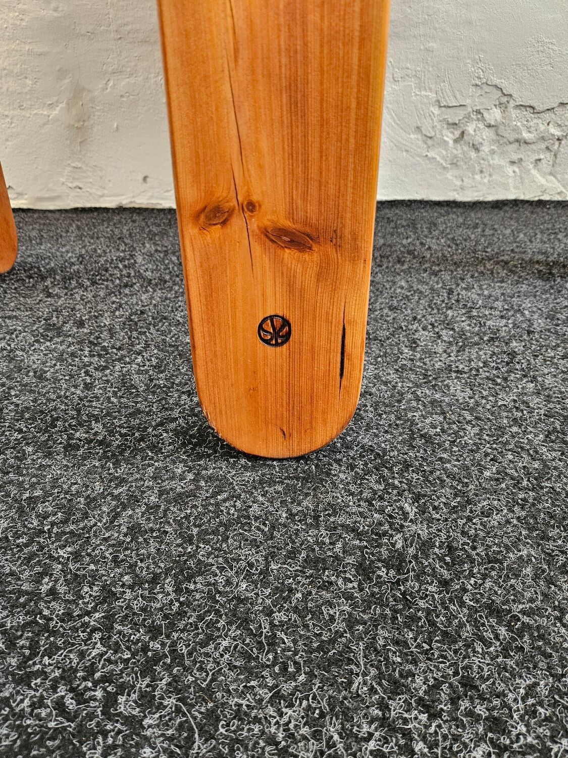 1970s solid larch dining table for four people by Mária Szedleczky - Signed