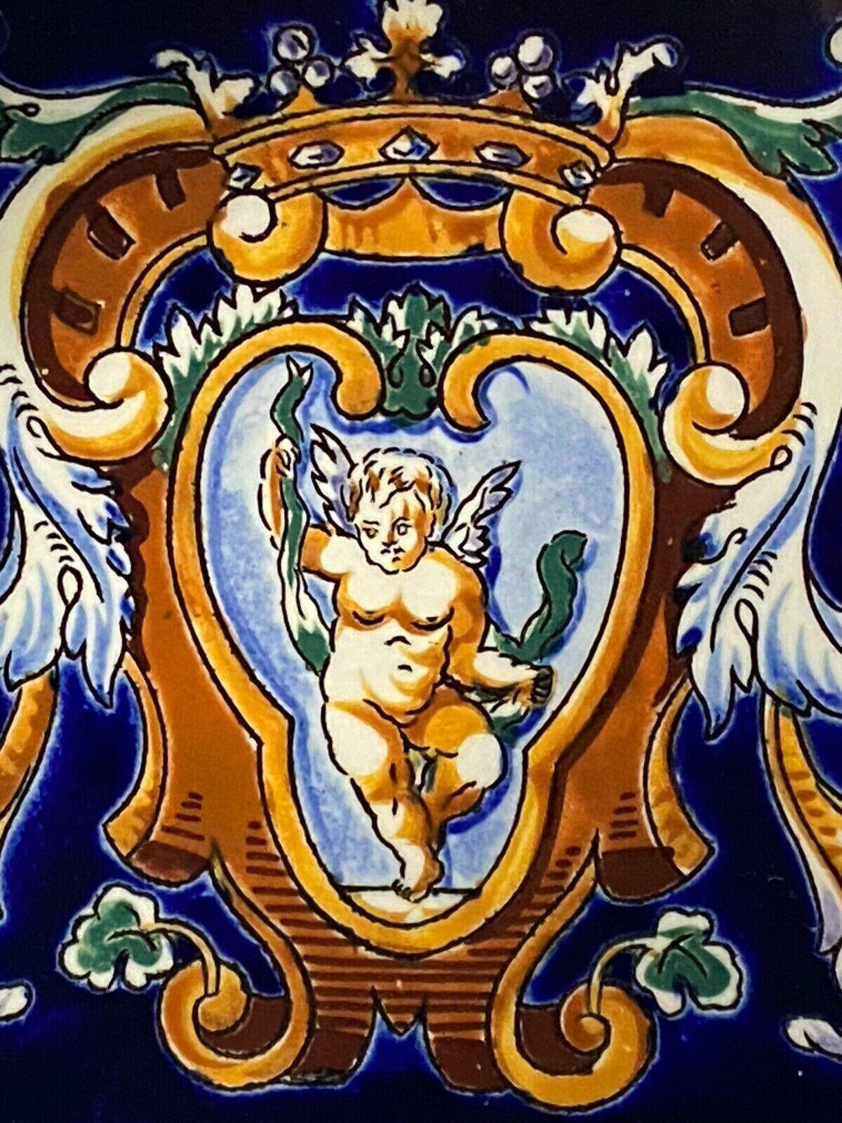Hollow dish cup in Gien earthenware, Italian Renaissance decor