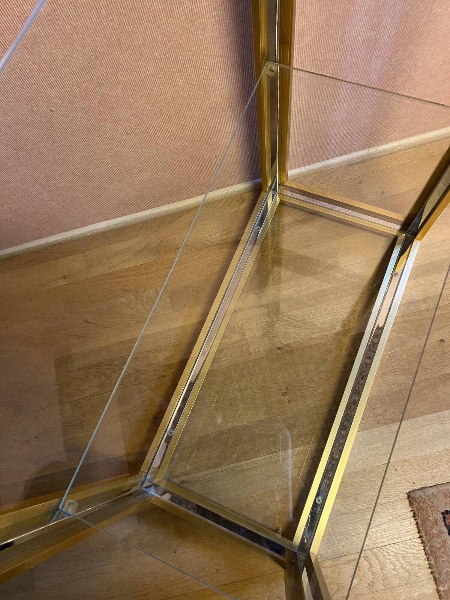 Silver and gold metal shelf, from the 80s.