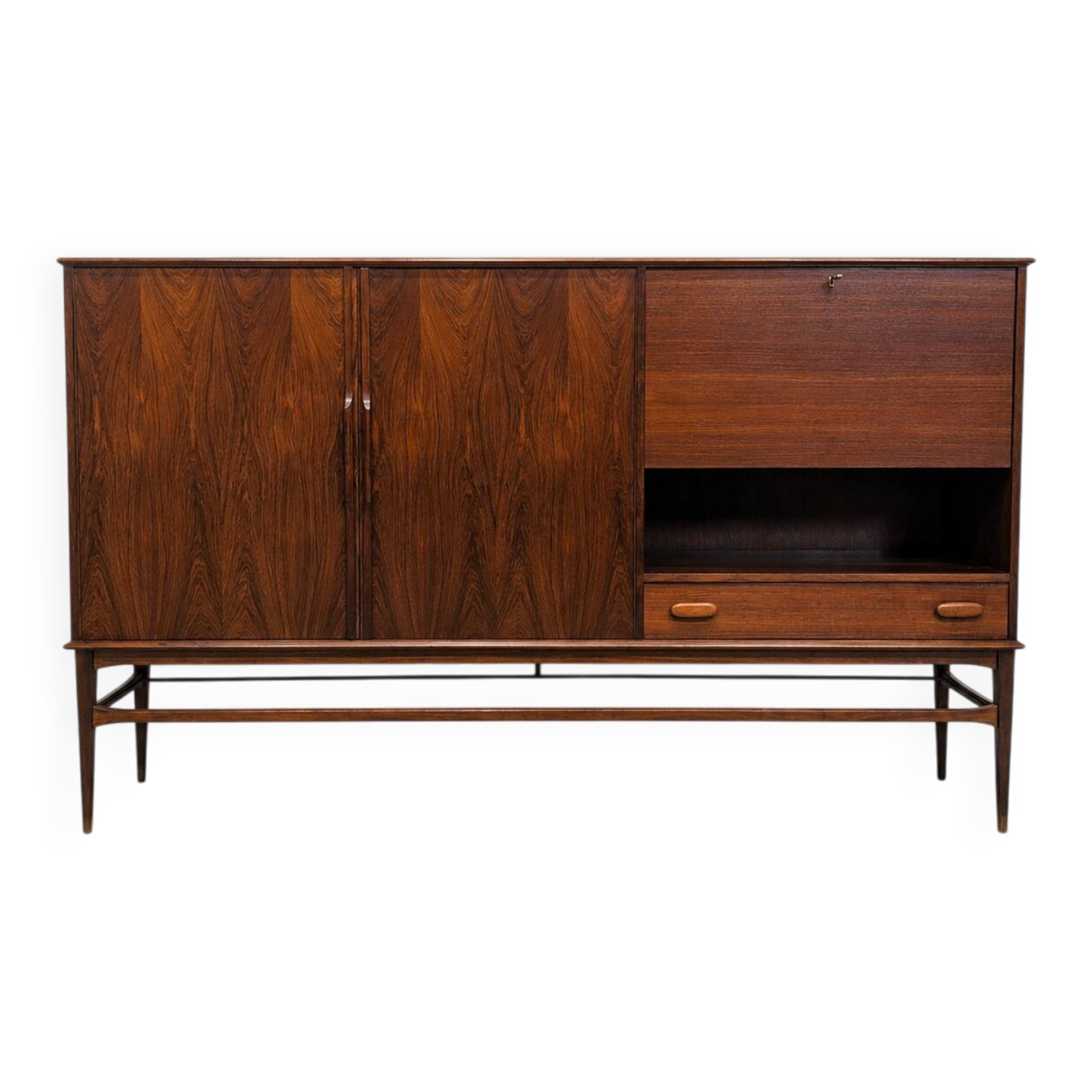 Buffet haut danois en palissandre de Rio avec espace bar