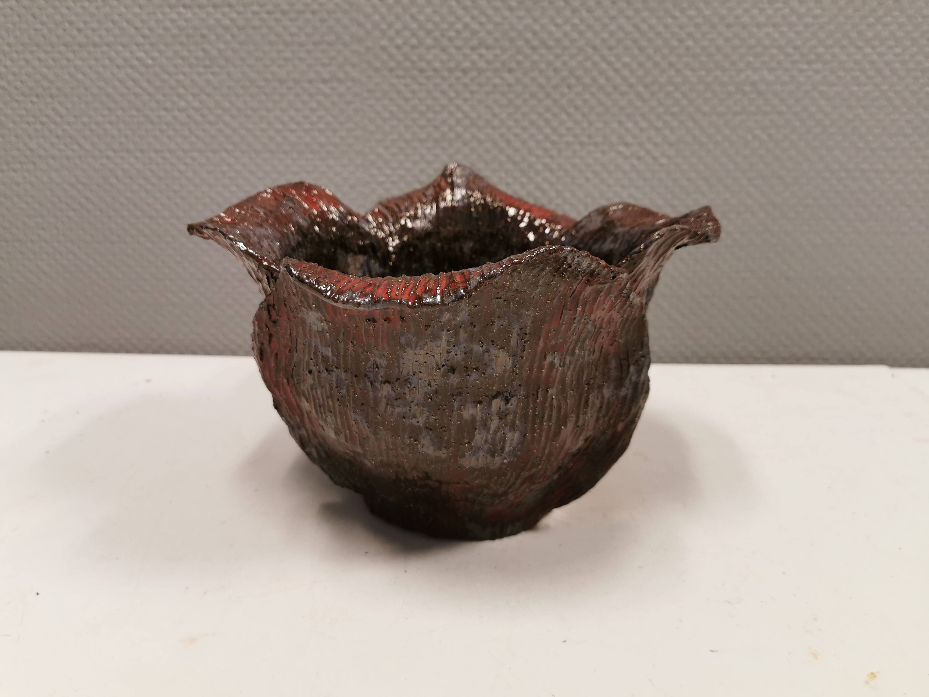 Bowl in ceramic, in beautiful colours, Danish and from Sloth art pottery 1978 (signed)