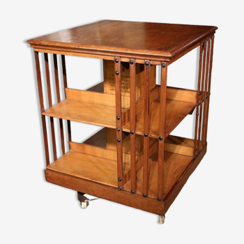 Bibliothèque tournante en chêne antique