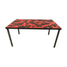 Black red ceramic coffee table enamelled lava stone 1950