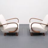 1930 Jindrich Halabala Bentwood Armchair in Ivory Premium Buckle