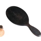 Napoleon III bevelled hand mirror in ebony, 30.5 x 13 cm