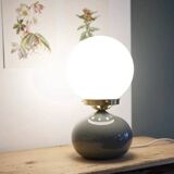 Grey ceramic lamp & opaline