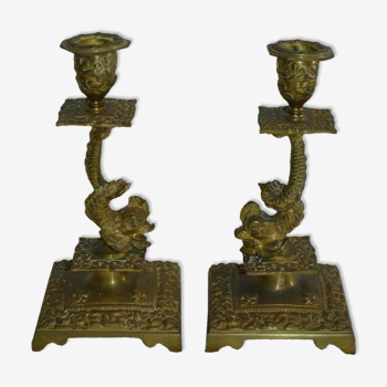 Bougeoirs en bronze (la paire )