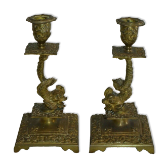 Bronze candle holders (the pair)