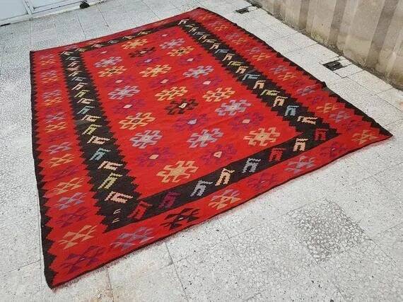 Tapis Kilim turc vintage tissé main