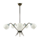 Italian brass and opaline chandelier, 1950s