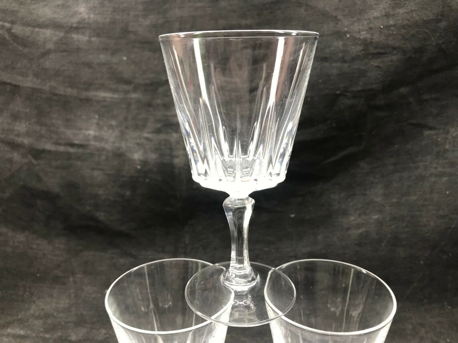 Set of four old vintage glass crystal walking glasses