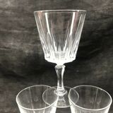 Set of four old vintage glass crystal walking glasses