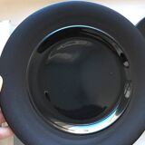 Black Earthenware Plate 21 cm Vintage