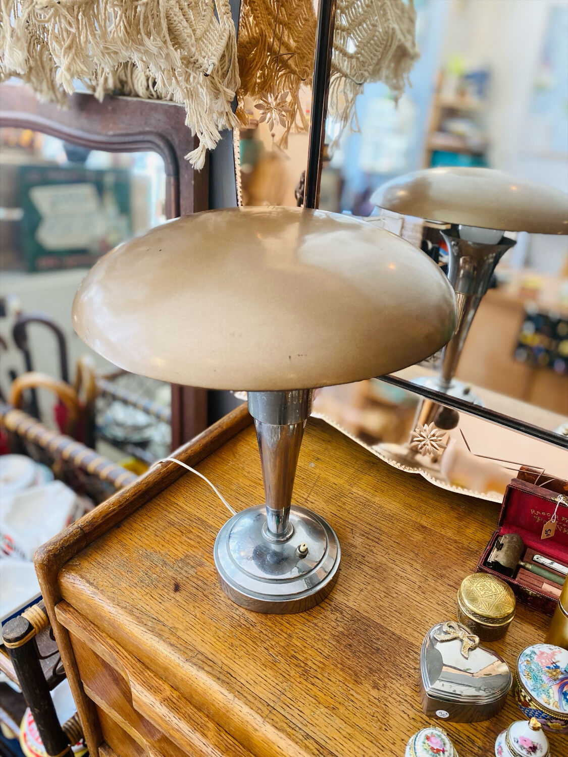 1950s metal mushroom lamp