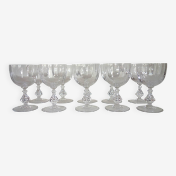 10 Choiseul model wine glasses, Sèvres crystal