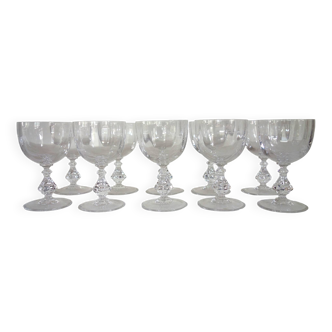 10 Choiseul model wine glasses, Sèvres crystal