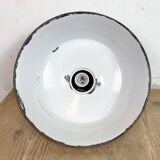 Industrial Petrol Enamel Factory Lamp with Cast Iron Top, 1960s
