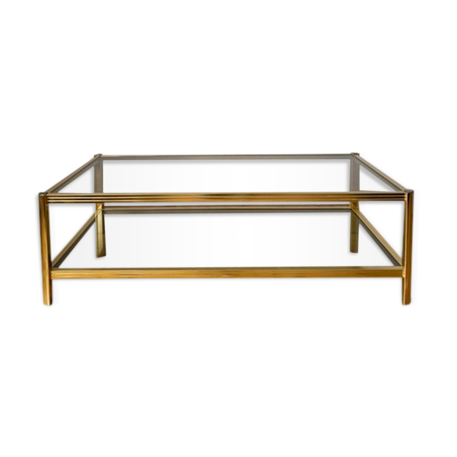 Gold metal coffee table and smoked glass