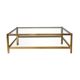 Gold metal coffee table and smoked glass