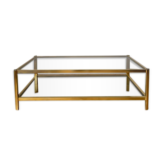 Gold metal coffee table and smoked glass