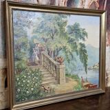 Oil painting depicting a romantic scene.