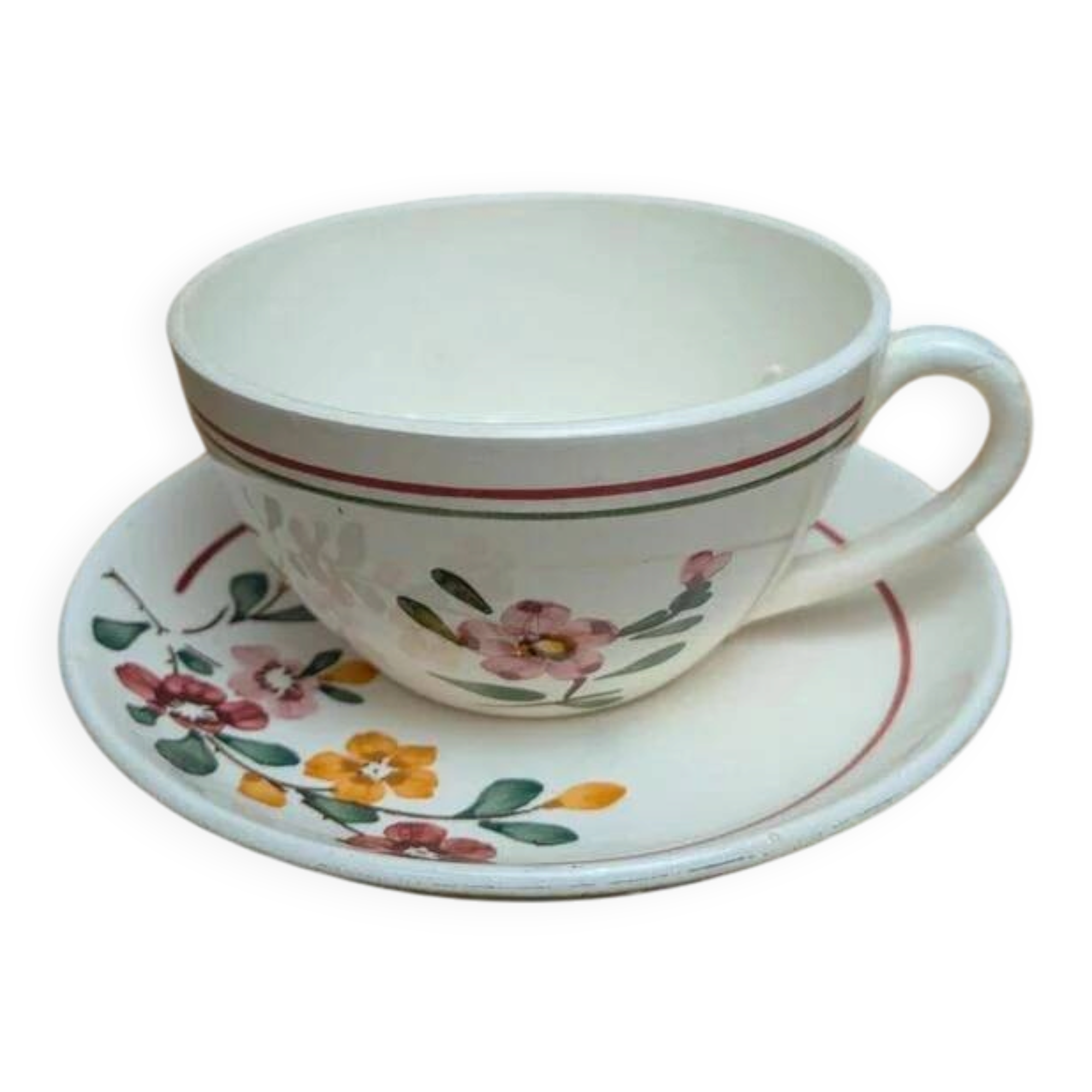 Cup and saucer Sarreguemines model Bitche – Ironstone