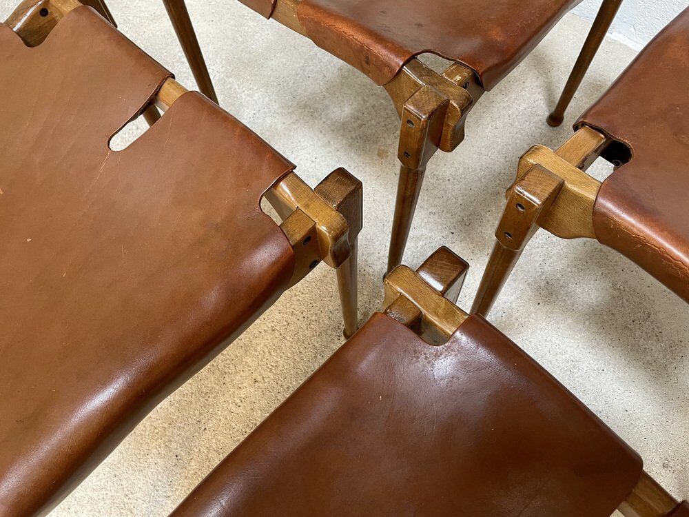 Montreal leather dining chairs by Frei Otto, Germany 1967, Set of 4