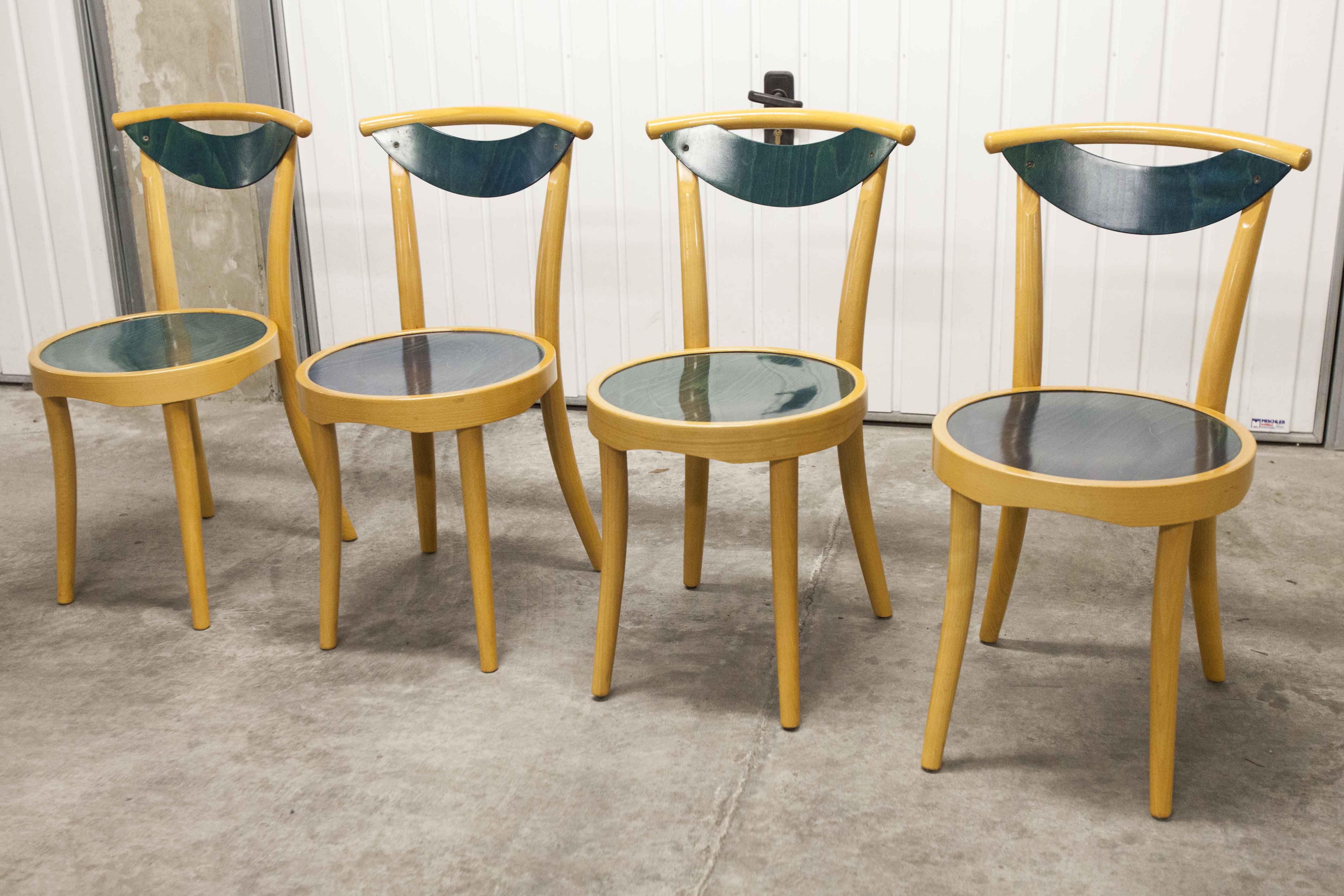 set of 4 chairs bistro Baumann model "Pollen café" design Pagnon / Pelhaître 1997